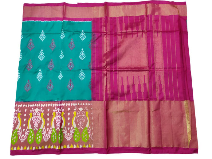 Teal Green Pochampally Ikat Silk Saree