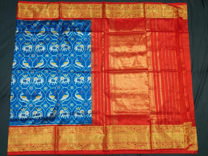 Blue Pochampally Ikat Silk Saree