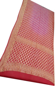 Red and Pink Bandhani Silk Saree