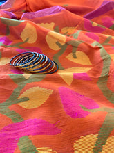 Load image into Gallery viewer, Orange Cotton Silk Saree