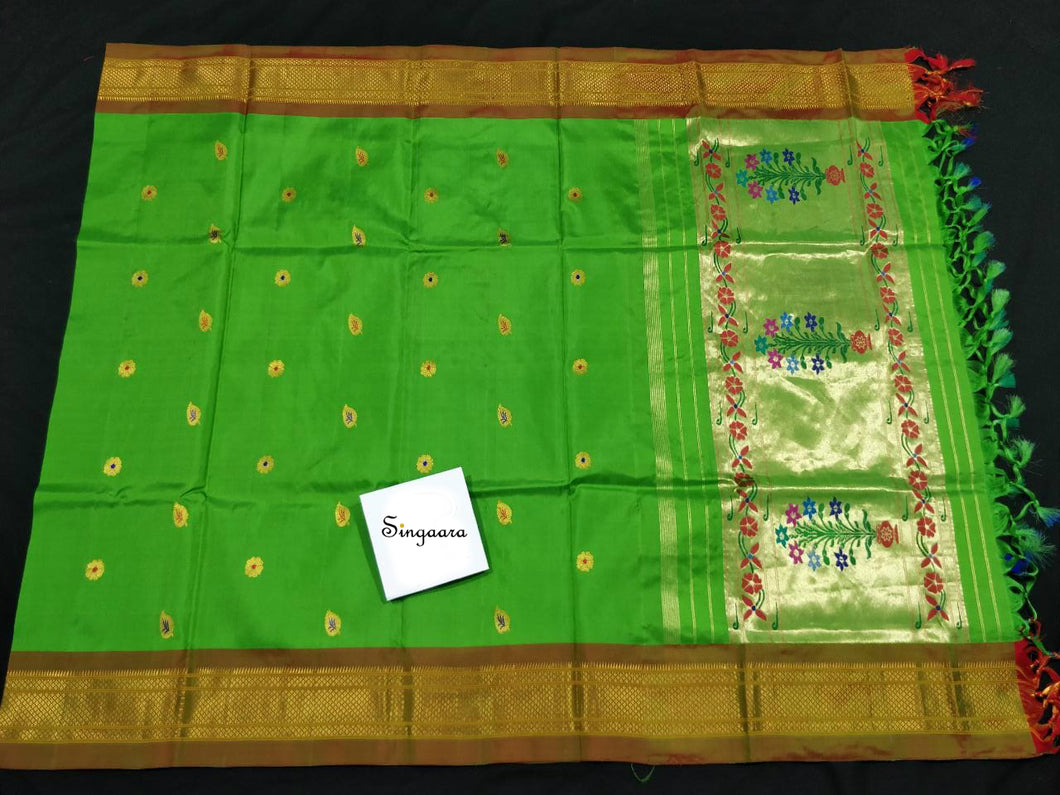 Green Paithani Silk Dupatta