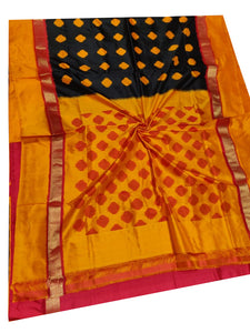 Black Pochampally Ikat Pure Silk Saree