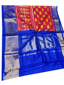 Red Handloom Pochampally Ikat Pure Silk Saree