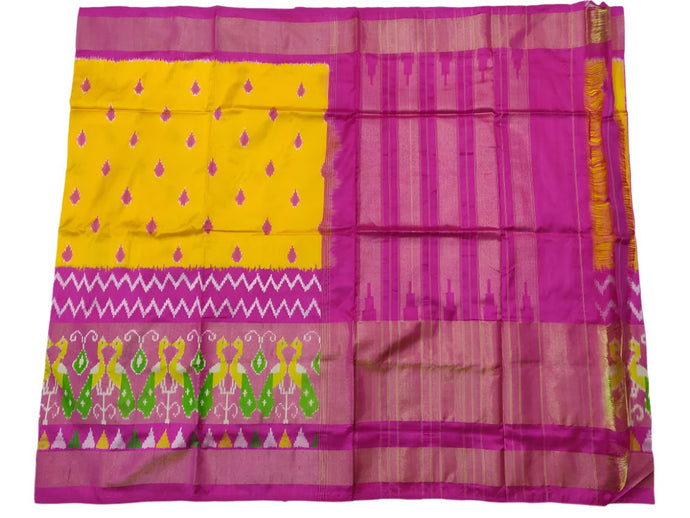 Yellow Pochampally Ikat Silk Saree