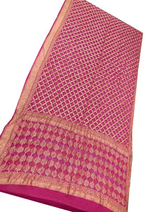 Pink Bandhani Silk Saree
