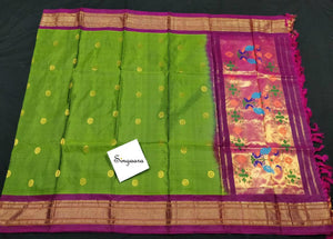 Green Paithani Silk Dupatta