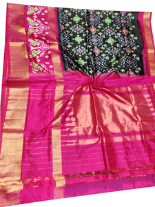 Black Pochampally Ikat Pure Silk Saree