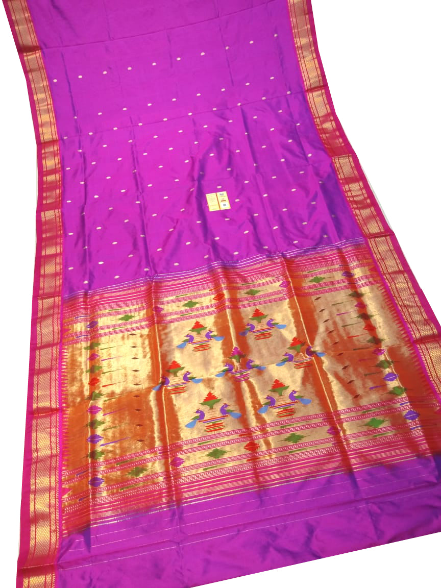Pinkish Purple Paithani Silk Saree