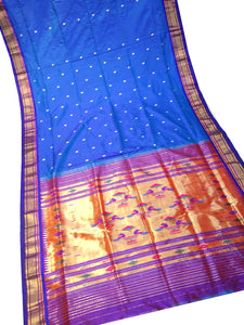 Electric Blue Paithani Silk Saree