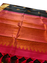 Load image into Gallery viewer, Black Kanchipuram Silk Saree