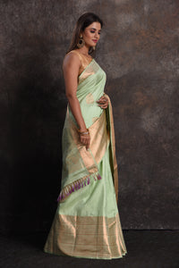 Bridal Pastel Green Kanchipuram Silk Saree