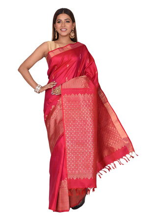 Contemporary Bridal Pink Kanchipuram Silk Saree
