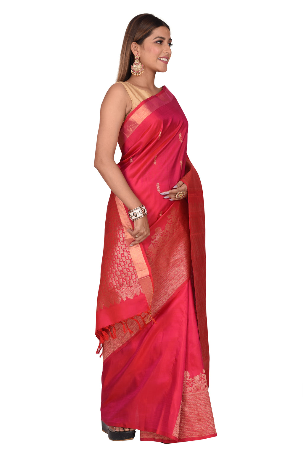 Contemporary Bridal Pink Kanchipuram Silk Saree