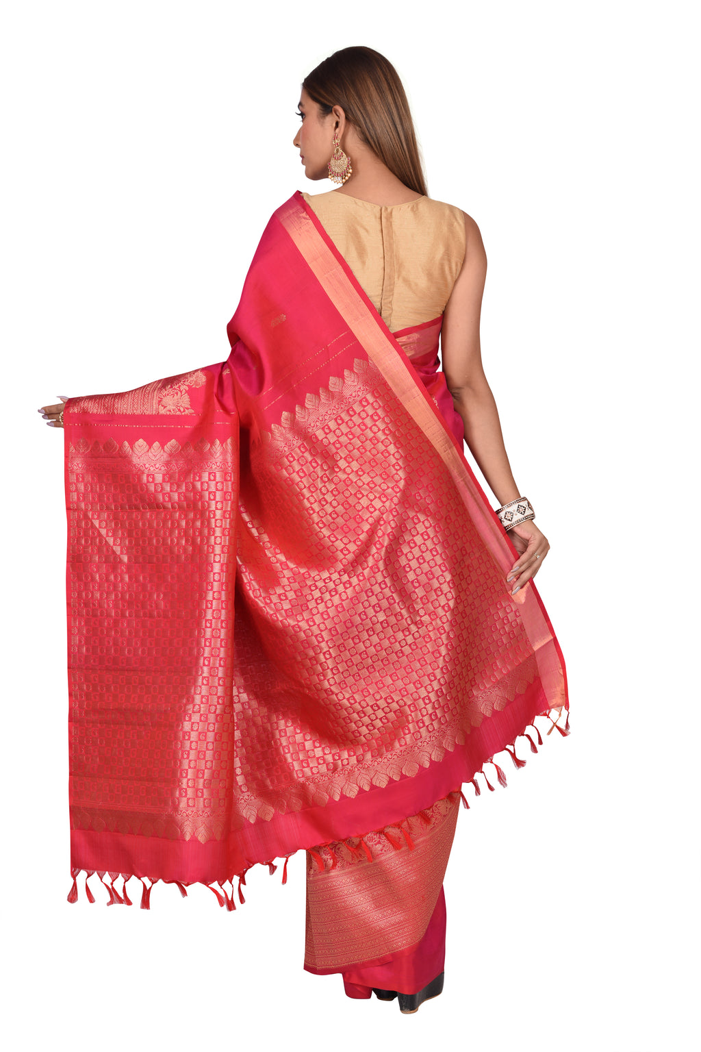 Contemporary Bridal Pink Kanchipuram Silk Saree