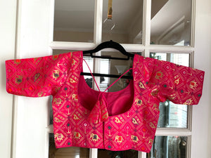 Checkered Patola Design Banarasi Blouse (Colors Available)