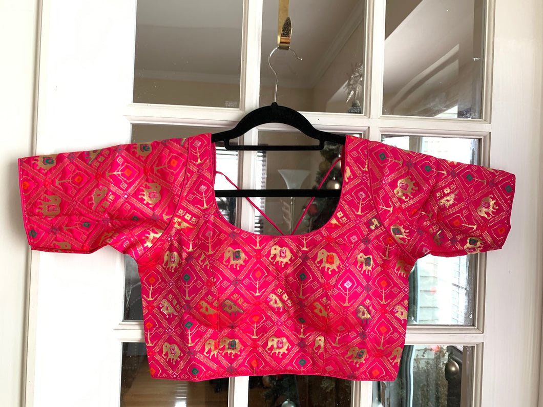 Checkered Patola Design Banarasi Blouse (Colors Available)