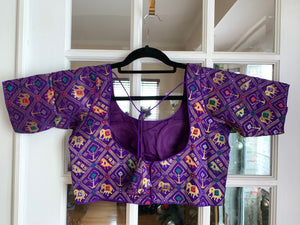 Checkered Patola Design Banarasi Blouse (Colors Available)