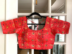 Checkered Patola Design Banarasi Blouse (Colors Available)