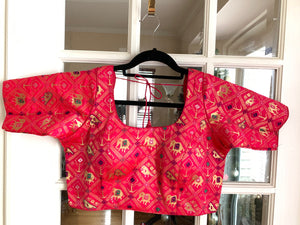 Checkered Patola Design Banarasi Blouse (Colors Available)