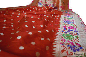 Red Paithani Design Banarasi Silk Saree