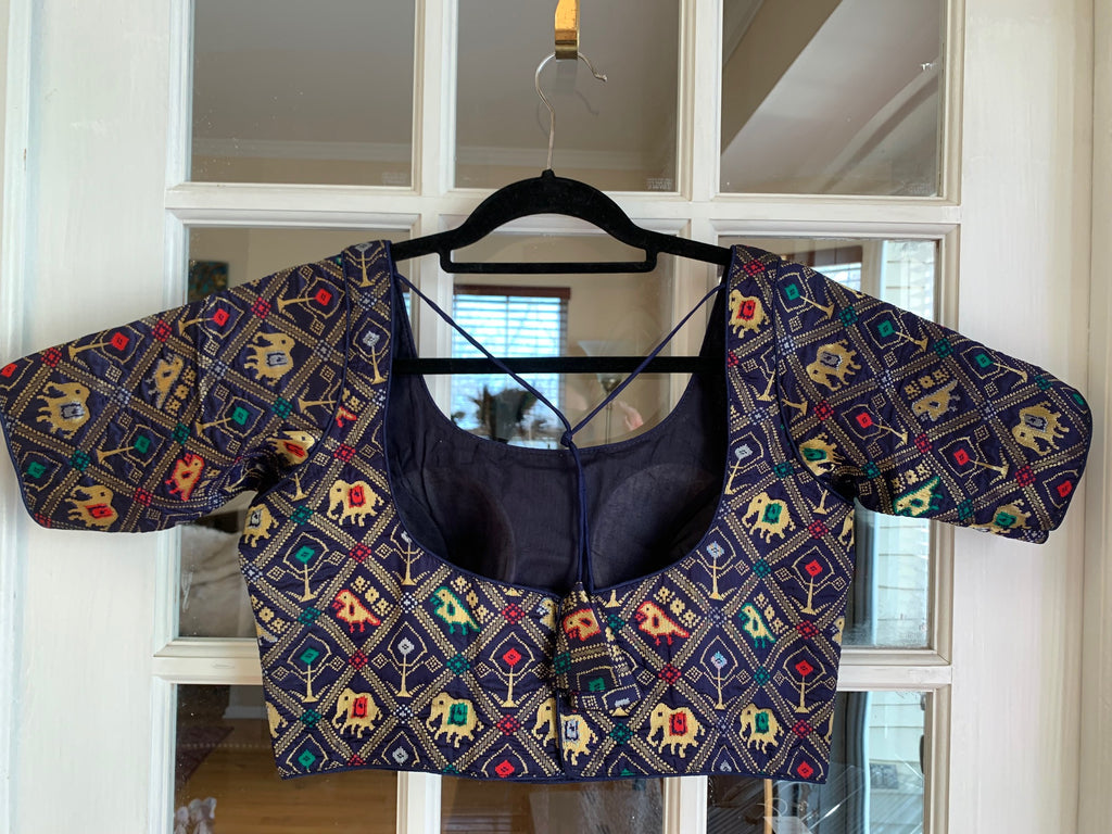 Checkered Patola Design Banarasi Blouse