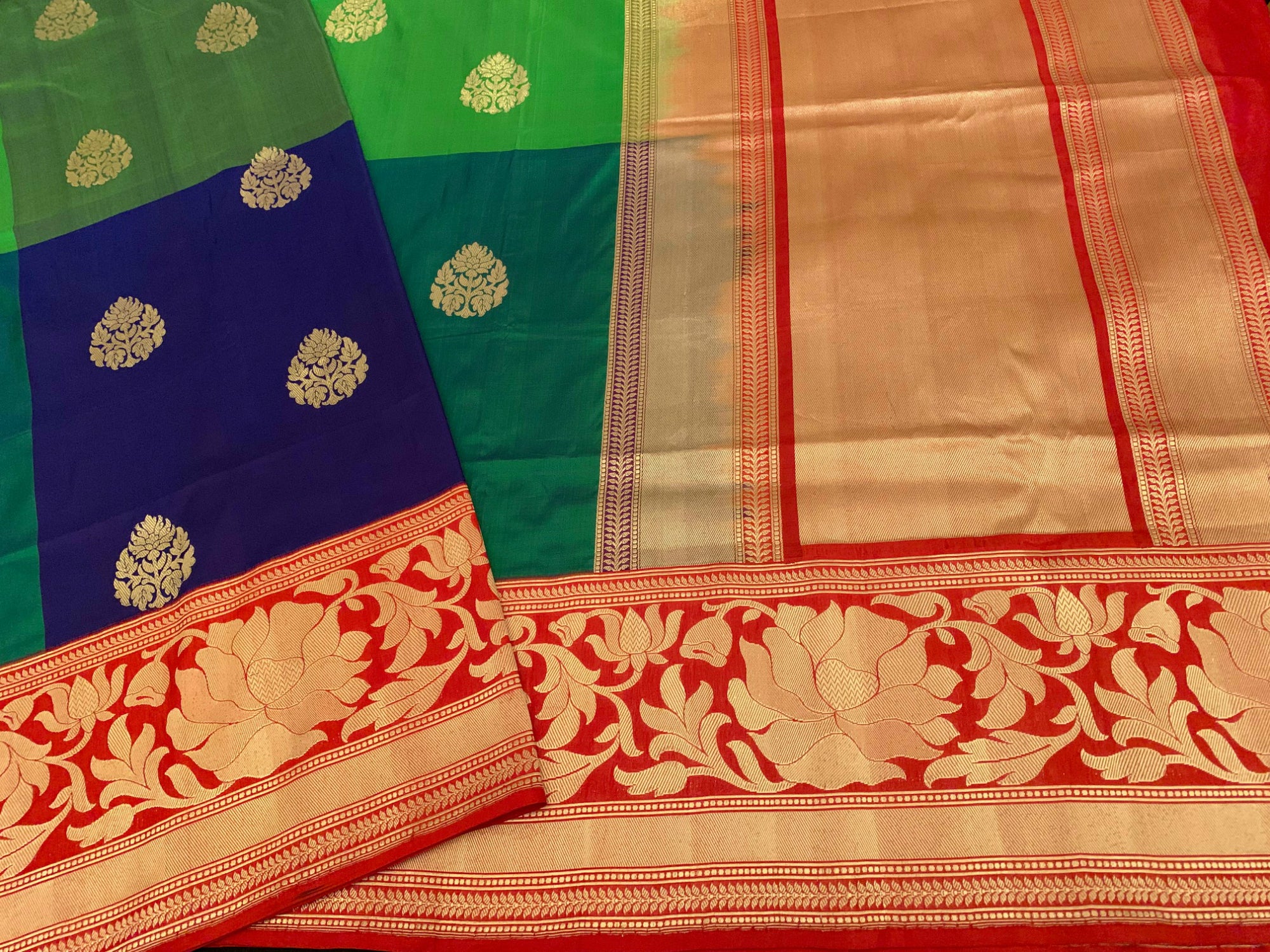 Multicolor Checkered Banarasi Silk Saree