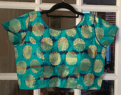 Green Tie and Dye Banarasi Blouse