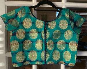 Green Tie and Dye Banarasi Blouse