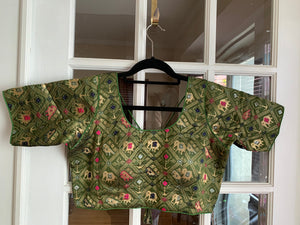 Checkered Patola Design Banarasi Blouse (Colors Available)