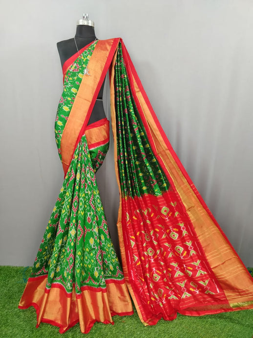 Green Pochampally Ikat Silk Saree