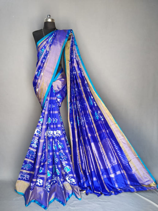 Electric Blue Pochampally Ikat Silk Saree