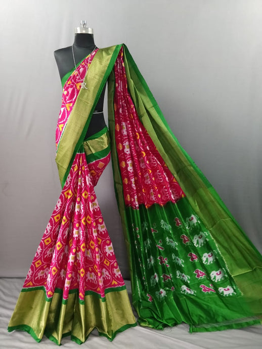 Pink Pochampally Ikat Silk Saree