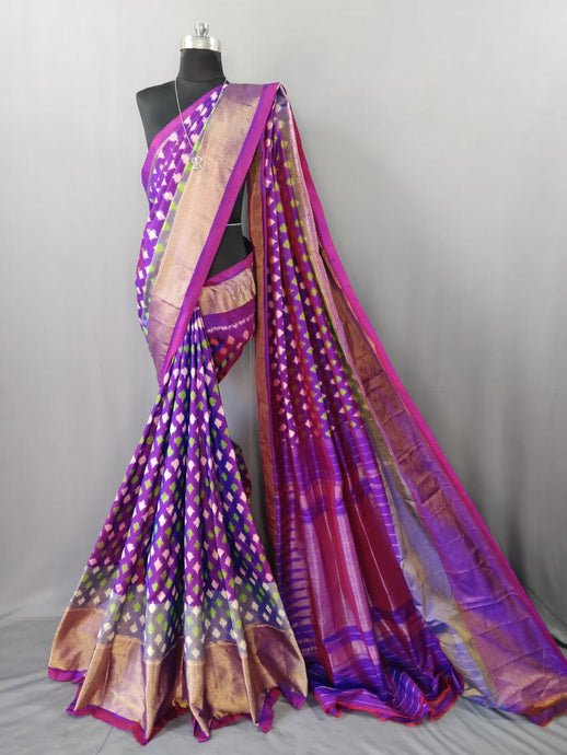 Purple Pochampally Ikat Silk Saree