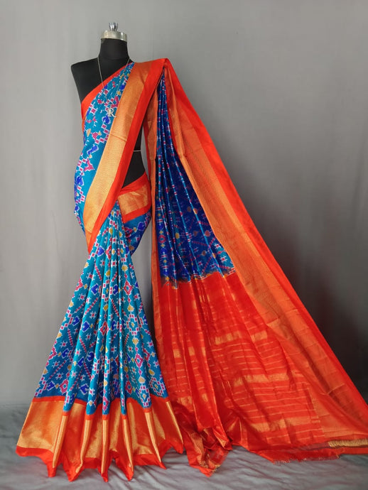 Blue Pochampally Ikat Silk Saree