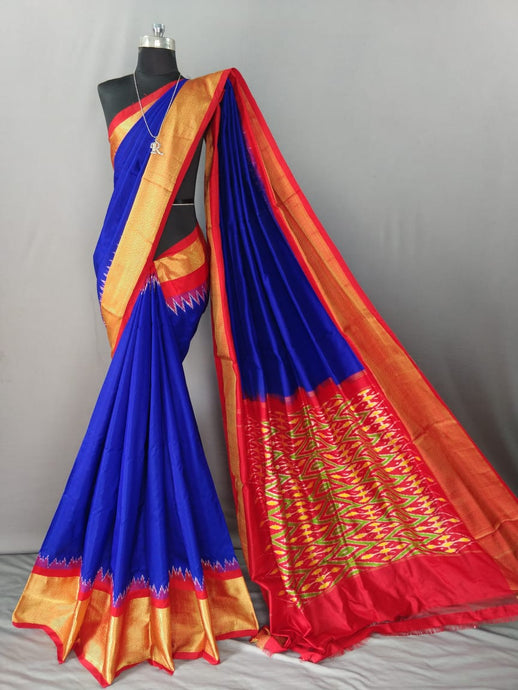 Indigo Blue Pochampally Ikat Silk Saree