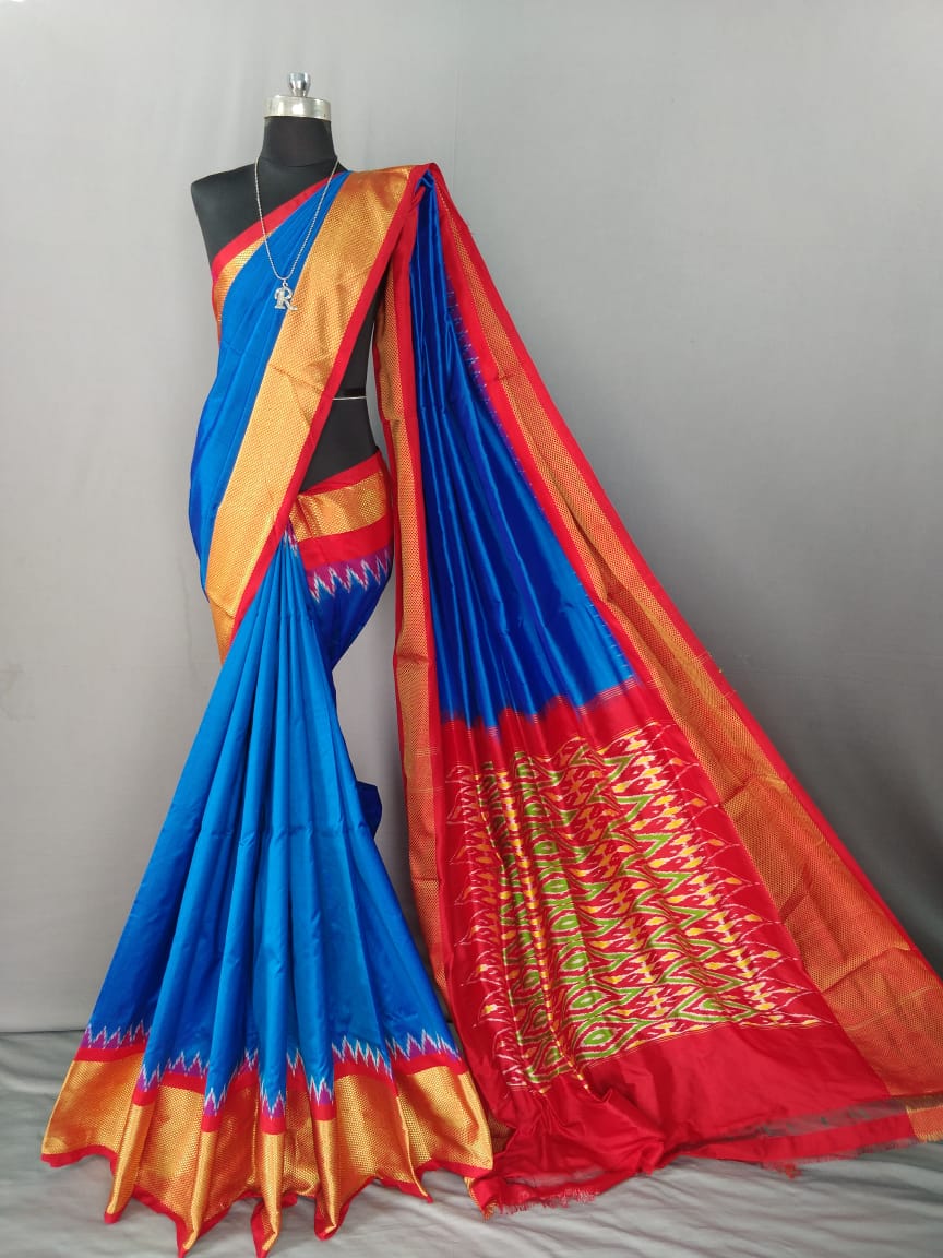 Blue Pochampally Ikat Silk Saree