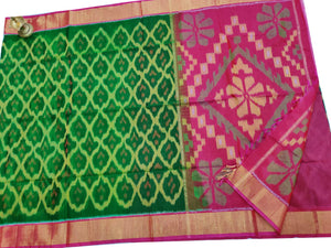 Green Pochampally Ikat Sico Saree