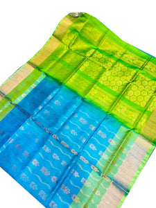 Capri Blue Double Border Uppada Silk Saree