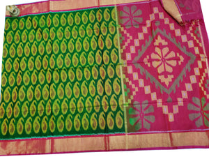 Green Pochampally Ikat Sico Saree