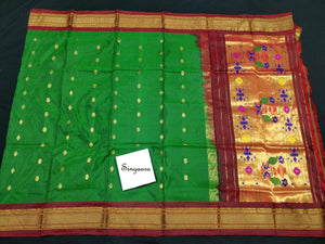 Green Paithani Silk Dupatta