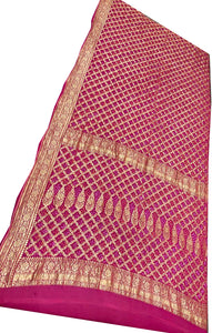Pink Bandhani Silk Saree