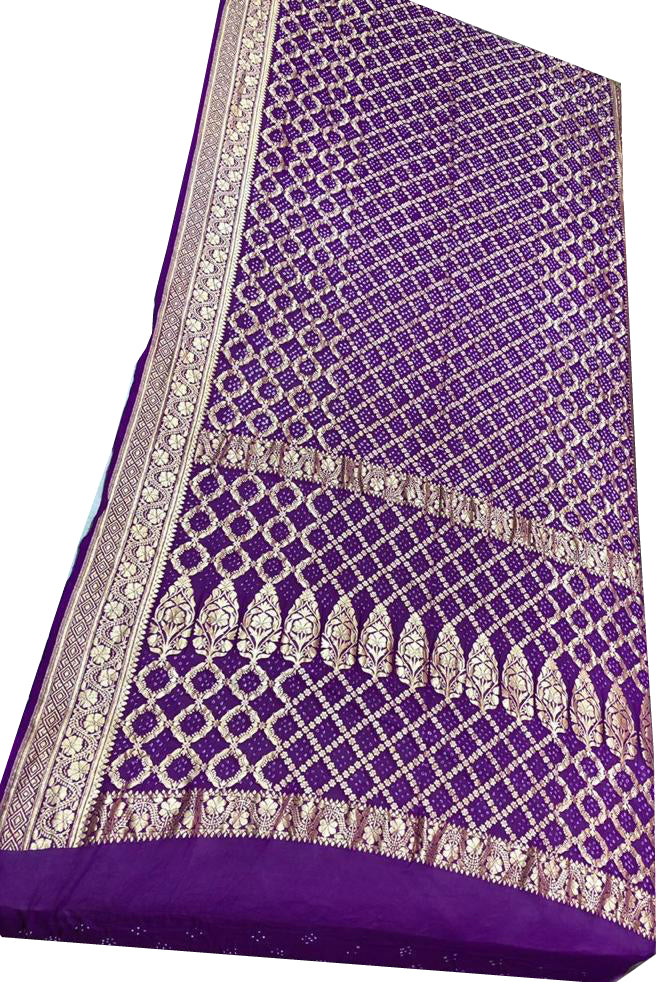 Purple Bandhani Silk Saree