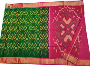 Green Pochampally Ikat Sico Saree