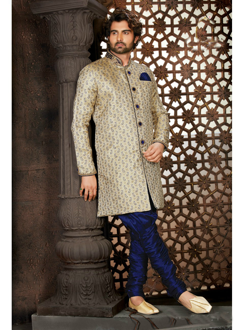 Beige Wedding Sherwani