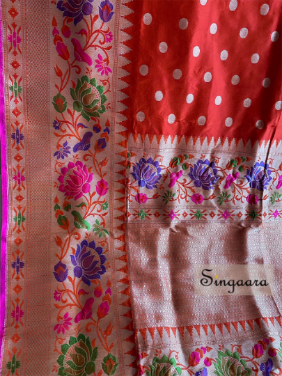 Red Paithani Design Banarasi Silk Saree