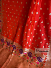 Load image into Gallery viewer, Red Paithani Design Banarasi Silk Saree