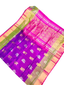 Purple Double Border Uppada Silk Saree