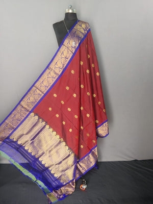 Maroon and Purple Kanchipuram Silk Dupatta