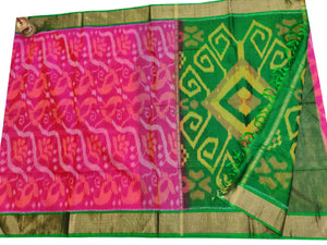 Pink Pochampally Ikat Sico Saree
