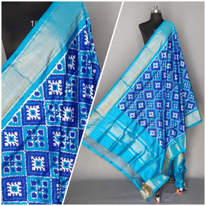 Diamond Shape Ikat Silk Dupatta - More Colors Available